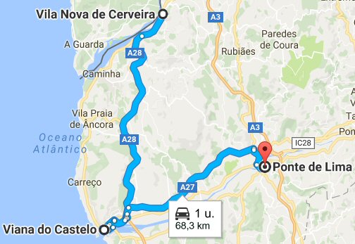 Reisroute Vila Nova de Cerveira-Ponte de Lima